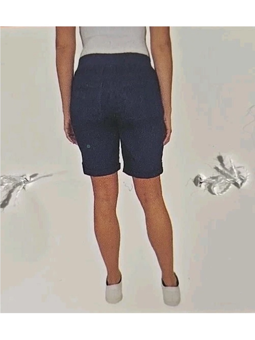 NWT Briggs Navy Elastic-Waist Bermuda Shorts with Roll-Cuff with pocket size S - Picture 5 of 16